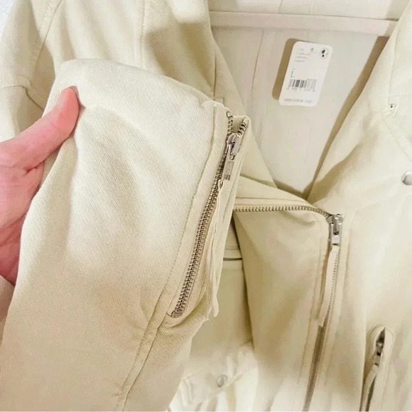 NWT Free People Rebel Knit Moto Jacket Vanilla Cream Biker-Boho Transitional - Picture 7 of 11